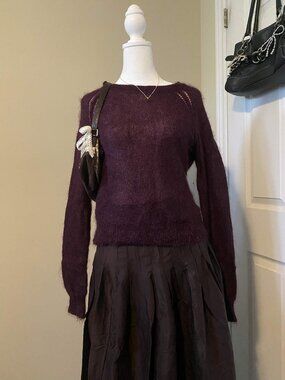 Banana Republic Mohair Wool Plum Burgundy Sweater